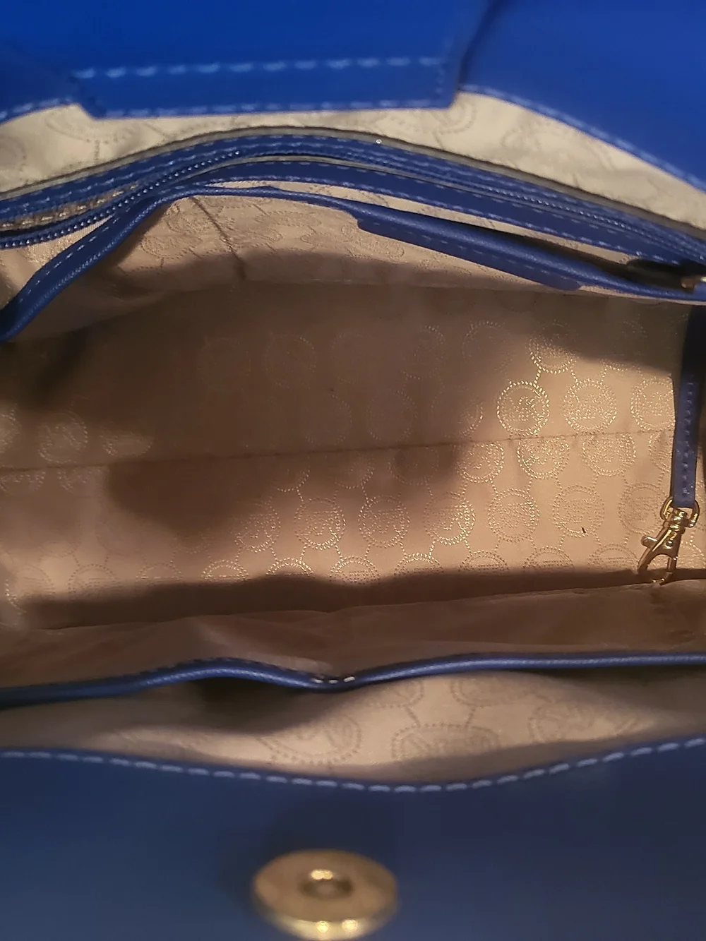 Michael Kors Blue Leather Satchel And Laptop Briefcase with Gold Hardware